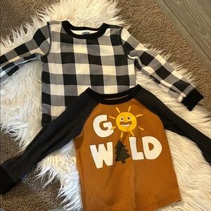 Old Navy Black and White Buffalo Plaid Long Sleeve Kids Top